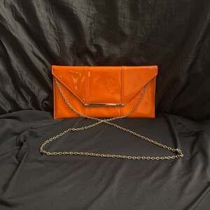 JNB orange Patent Leather Envelope Candy Clutch
